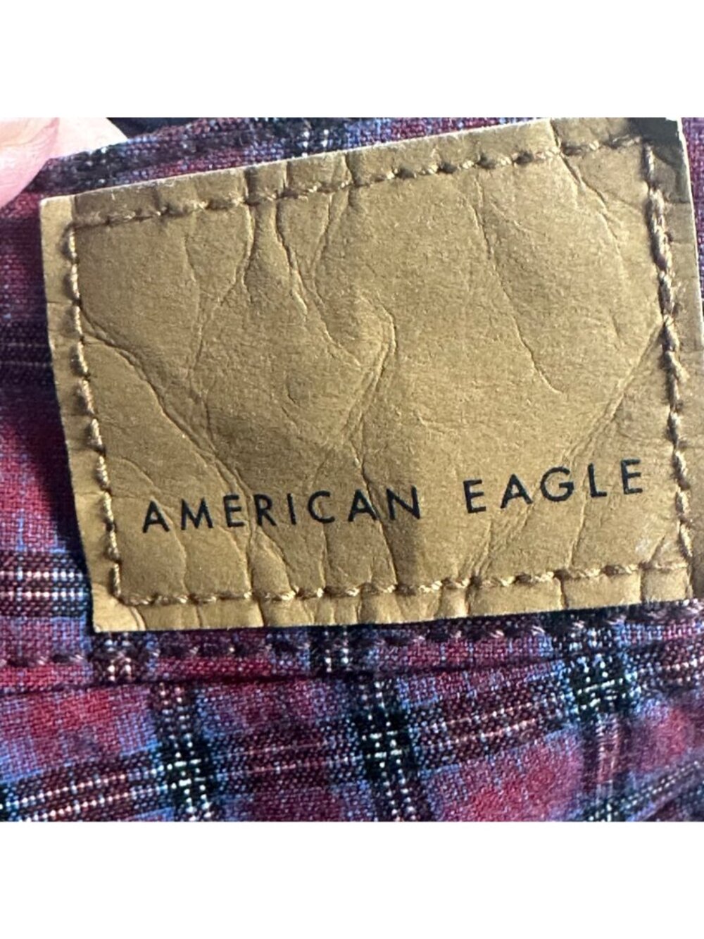 American Eagle Outfitters Hi-Rise Mini Skirt Plaid Maroon Black SZ 00 Preppy - Picture 9 of 12